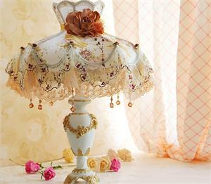 歐式臥室臺燈 布藝+陶瓷 STD8819