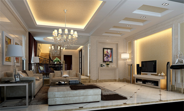 現代簡約別墅客廳吊燈案例