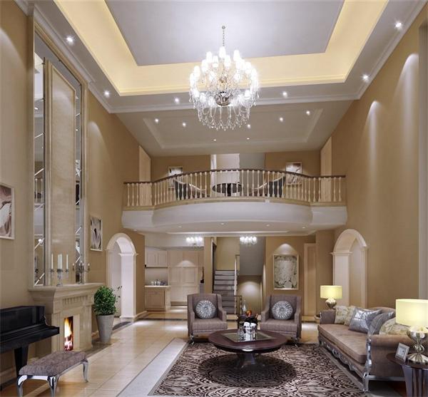 復式別墅客廳燈具設計定制案例