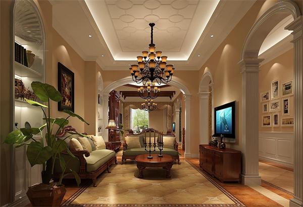 美式別墅客廳燈具設計效果圖