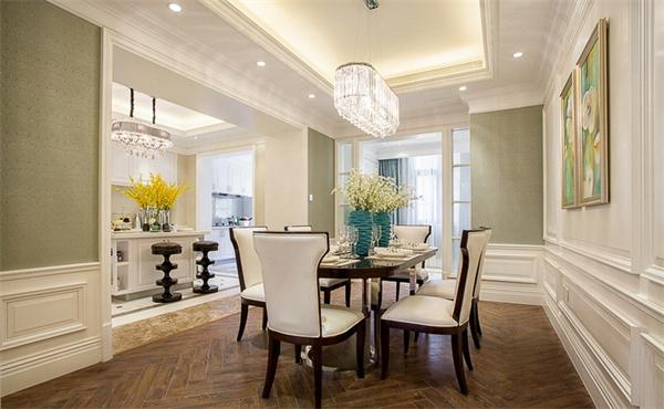 現代簡約別墅吊燈工程之別墅餐廳水晶吊燈