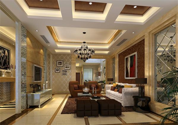 別墅大廳吊燈設計定制案例效果圖