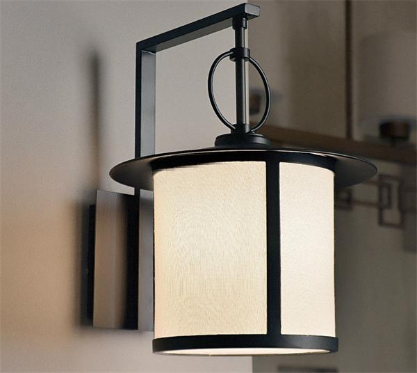 現代中式鐵藝烤漆+布藝燈罩壁燈 酒店客房壁燈燈具廠家