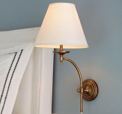 酒店客房仿古銅色不銹鋼+優質布藝燈罩壁燈 燈飾廠家直供