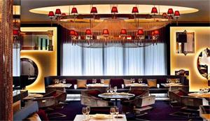 【酒店餐廳】優質不銹鋼燈體+紅色布藝燈罩大吊燈