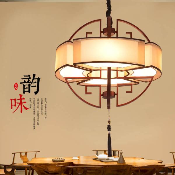 仿古中式臥室吊燈 仿紅木 古典中國(guó)風(fēng)書(shū)房吊燈 布藝