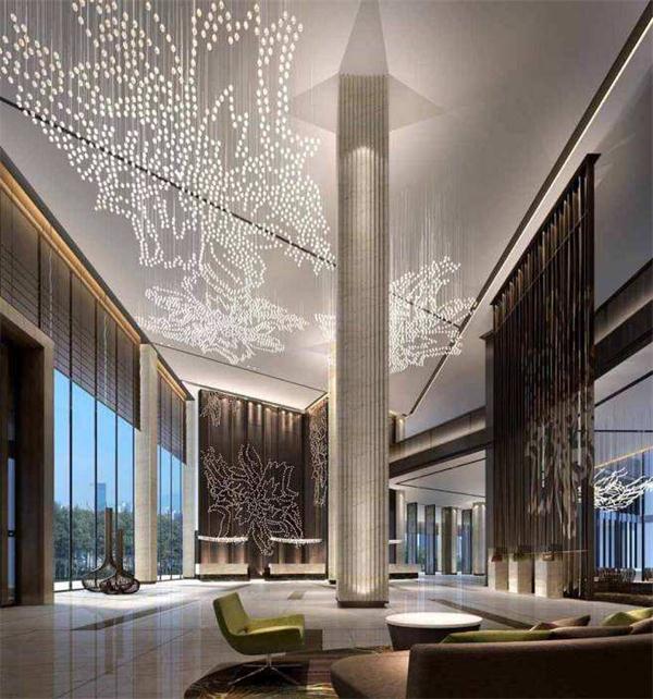 酒店大堂JD20078248線性水晶燈定制效果圖 廠家發貨