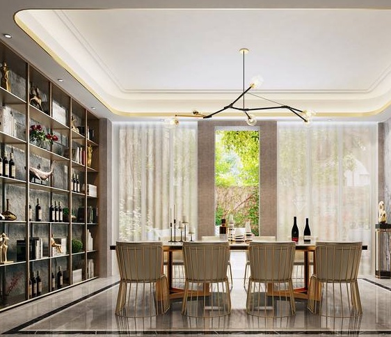 別墅餐廳現代簡約風格小吊燈設計效果圖 燈具廠家直供安裝