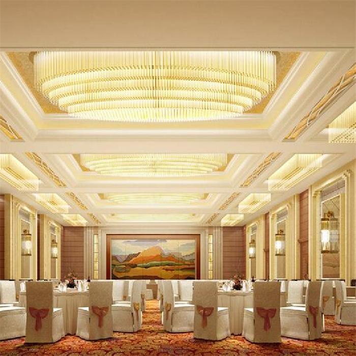 定制水晶燈具_大型酒店宴會廳工程燈定制方案【孫氏照明】
